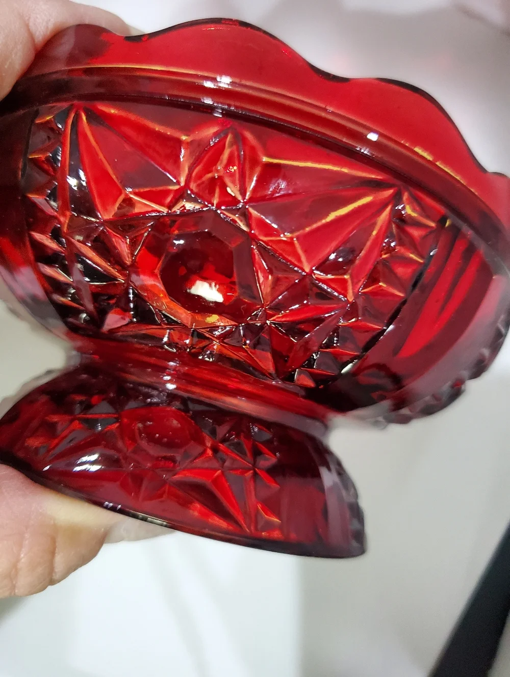 Indiana Glass Homco Ruby Amber Stars And Bars Fairy Lamp 3 Piece Originl Box Vtg